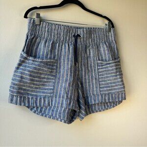 COPY - Athleta Women’s Cabo Tide Blue & White Striped Linen Shorts Sz 10 Tall
